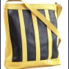 VIA55 női keresztpántos táska függőleges csíkokkal, rostbőr, sárga nagymeretunoitaska-hu b