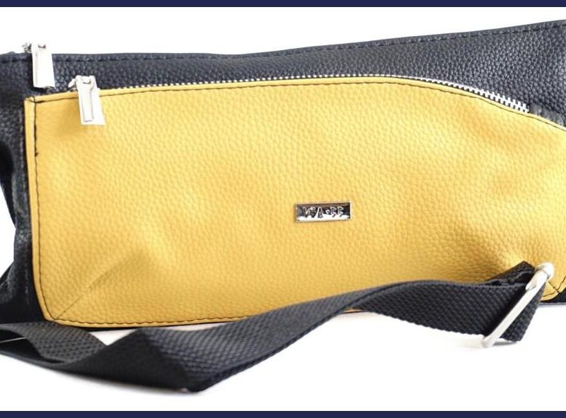 VIA55 női keresztpántos táska széles fazonban, rostbőr, sárga nagymeretunoitaska-hu b