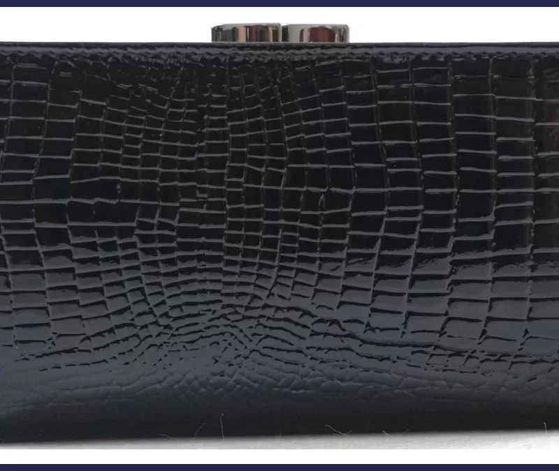 Lorenti női bőr pénztárca kígyóbőr mintával, fekete nagymeretunoitaska-hu 3