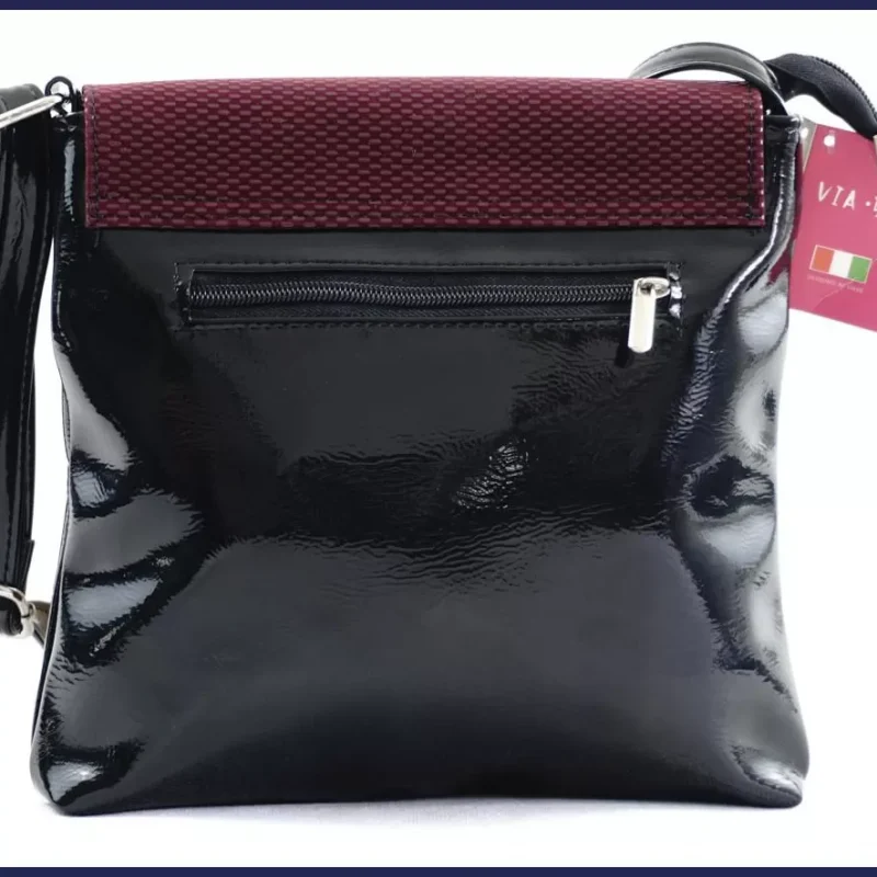 VIA55 elegáns női keresztpántos áthajtós táska, rostbőr, bordó nagymeretunoitaska-hu 3