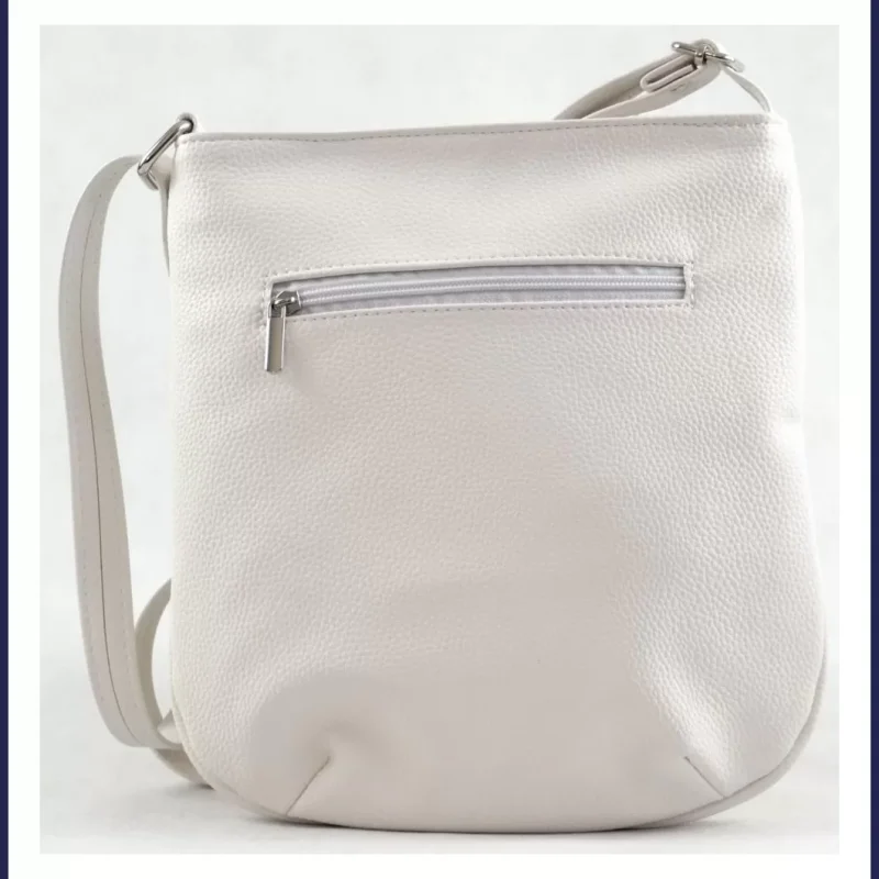 VIA55 női keresztpántos táska elöl kék sávval, rostbőr, fehér nagymeretunoitaska-hu 3