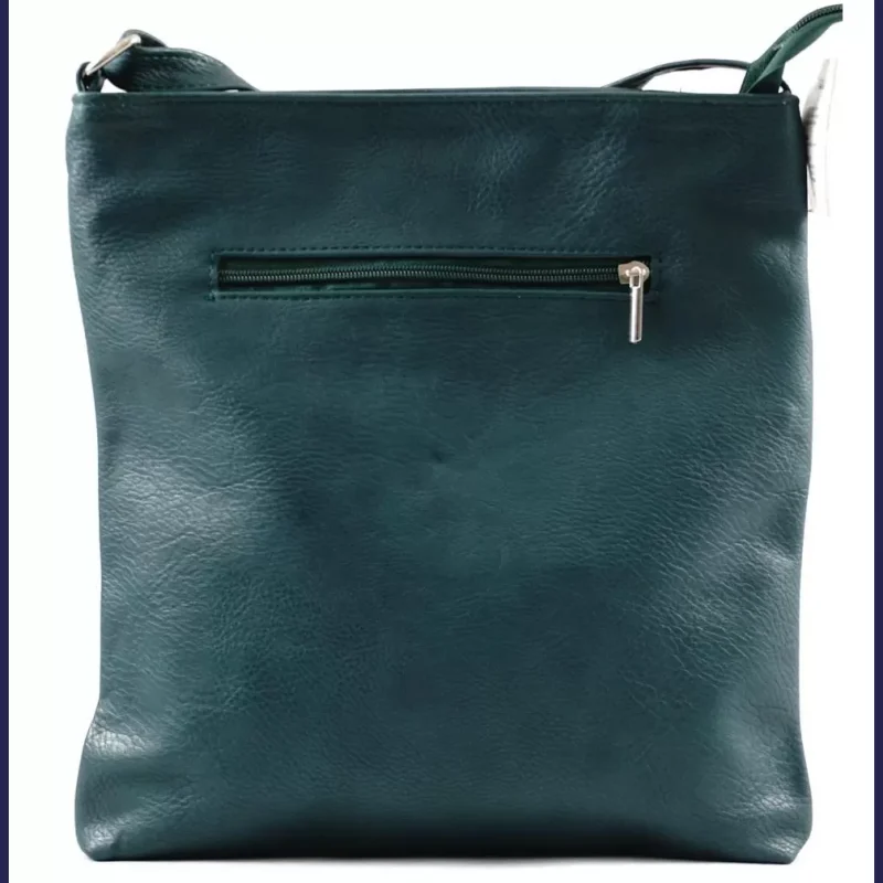 VIA55 női keresztpántos táska ferde zsebbel, rostbőr, zöld nagymeretunoitaska-hu 3