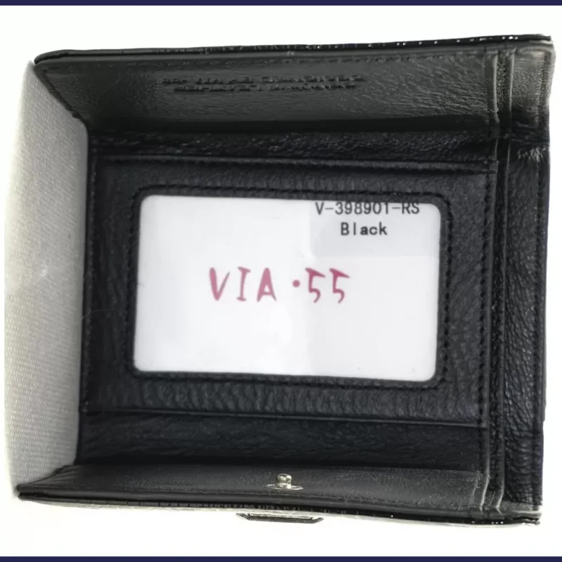 VIA55 női pénztárca, rövid fazon, bőr, fekete nagymeretunoitaska-hu 5